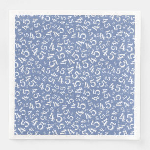 45th Age Random Number Pattern Blue/White Napkin