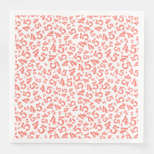 45th Age Random Number Pattern Coral/White Napkin
