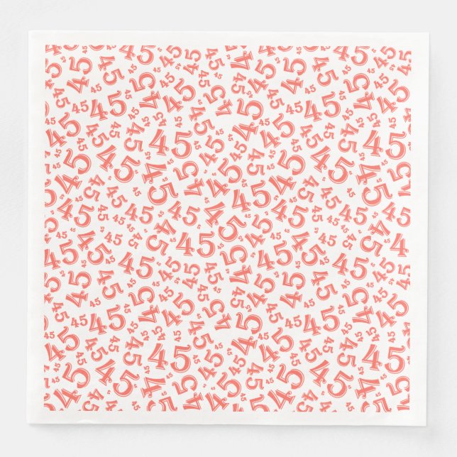 45th Age Random Number Pattern Coral/White Napkin (Front)