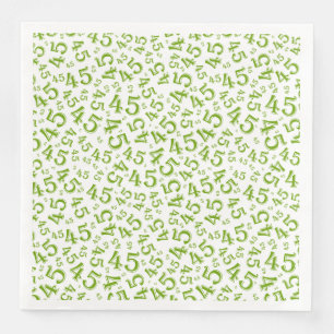 45th Age Random Number Pattern Green/White Napkin