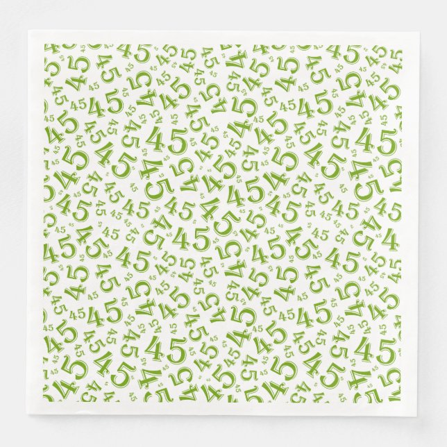 45th Age Random Number Pattern Green/White Napkin (Front)