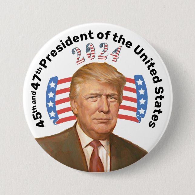 45th and 47th President 7.5 Cm Round Badge (Front)