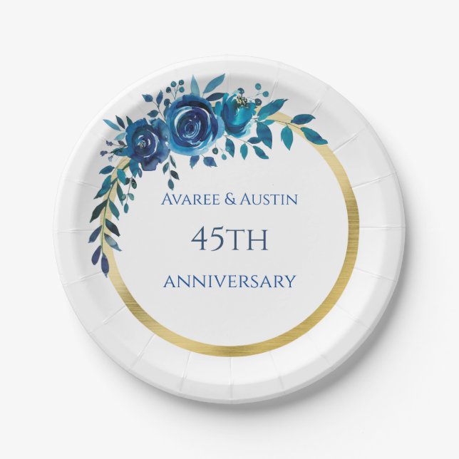 45th and 65th Sapphire Anniversary Paper Plate (Front)