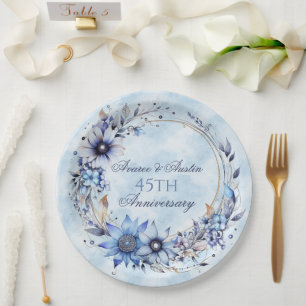 45th and 65th Sapphire Anniversary Paper Plate