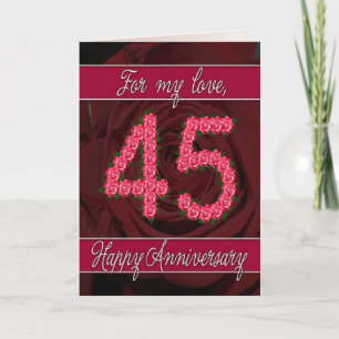45th anniversary card with roses and leaves