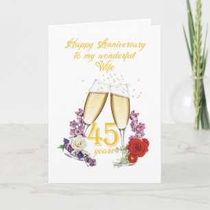 45th Anniversary for Wife with Champagne Card