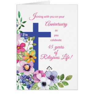 45th Anniversary Nun Religious Life Cross, Flowers