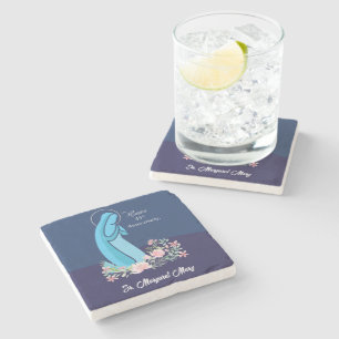 45th Anniversary of Religious Life Nun Pink Flower Stone Coaster