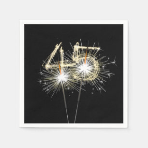 45th Anniversary Party Sparklers on Black Napkin