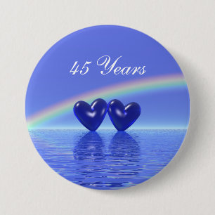 45th Anniversary Sapphire Hearts 7.5 Cm Round Badge