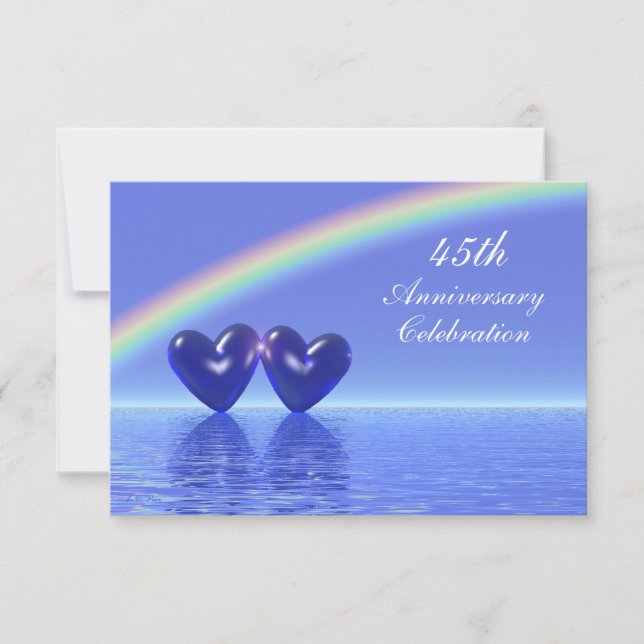 45th Anniversary Sapphire Hearts Invitation (Front)