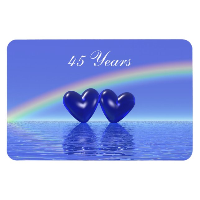 45th Anniversary Sapphire Hearts Magnet (Horizontal)