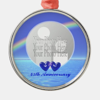 45th Anniversary Sapphire Hearts (photo frame) Metal Tree Decoration