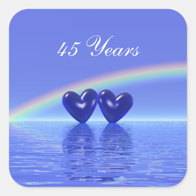 45th Anniversary Sapphire Hearts Square Sticker (Front)