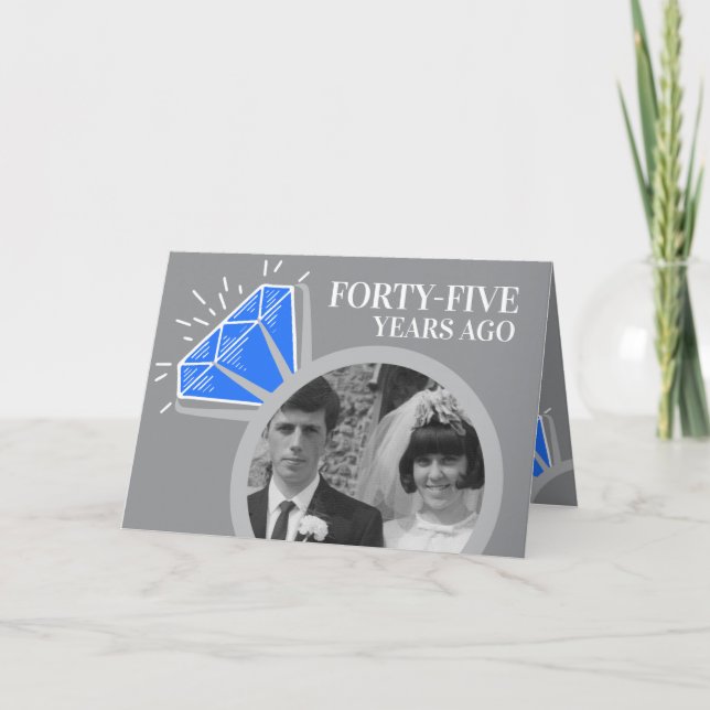 45th anniversary sapphire ring now then photo card (Front)