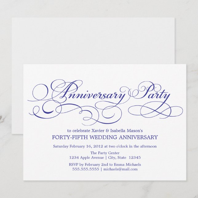 45th Anniversary | White/Blue Invitation (Front/Back)