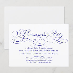 45th Anniversary   White/Blue Invitation