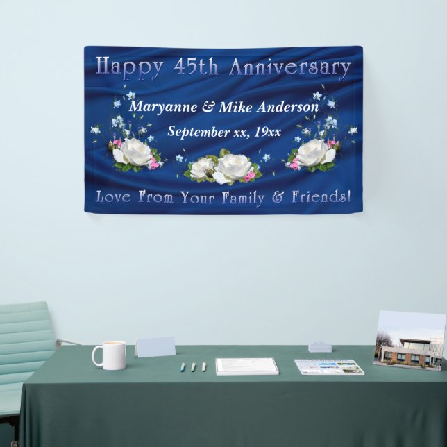 45th Anniversary White Roses and Sapphire Banner (Tradeshow)