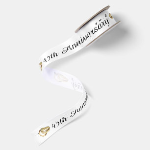 45th Anniversary with Gold Wedding Rings Satin Ribbon