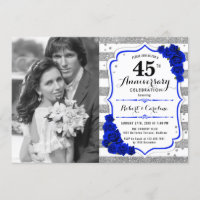 45th Anniversary with Photo - Sapphire Blue Silver