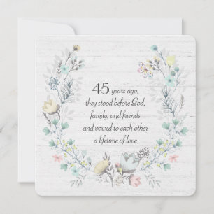 45th Anniversary Wreath On Wood Invitation