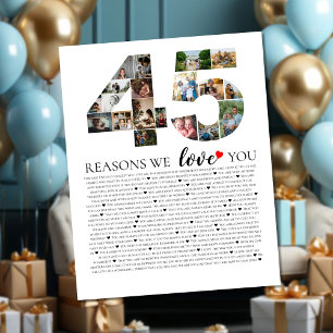 45th birthday all the reasons why we love you poster