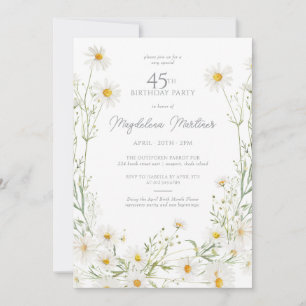 45th Birthday April Birth Month Flower Daisy Invitation