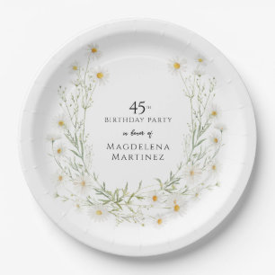 45th Birthday April Birthday Month Daisy Custom Paper Plate