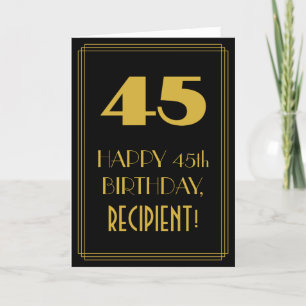 45th Birthday ~ Art Deco Inspired Look "45" & Name Card