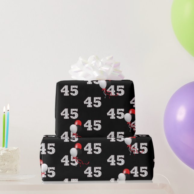 45th Birthday Balloon Bouquet Wrapping Paper (Party Gifts)