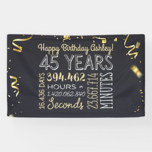 45th Birthday Banner - 45 Years in Hours & Seconds