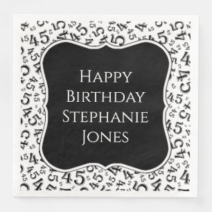45th Birthday Black/White Bracket Number Pattern Napkin