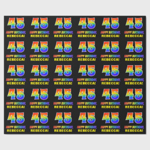 45th Birthday: Bold, Fun, Simple, Rainbow 45 Wrapping Paper