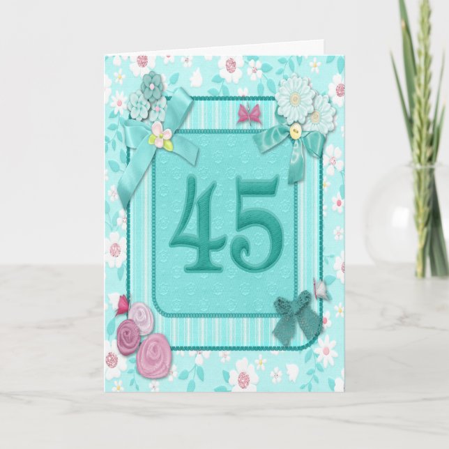 45th birthday card with flowers (Front)