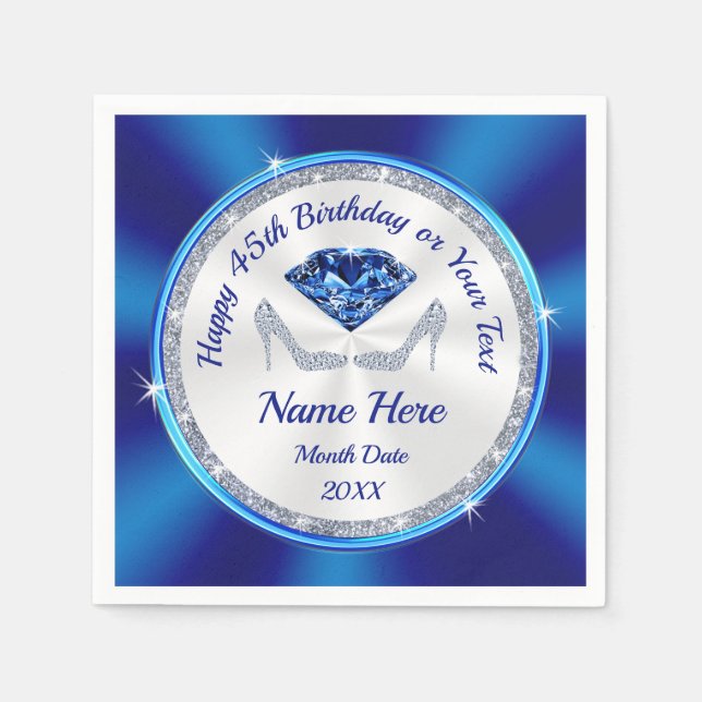 45th Birthday Celebration Ideas for Her, Sapphire  Napkin (Front)