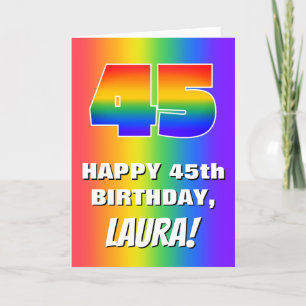 45th Birthday: Colorful, Fun Rainbow Pattern # 45 Card