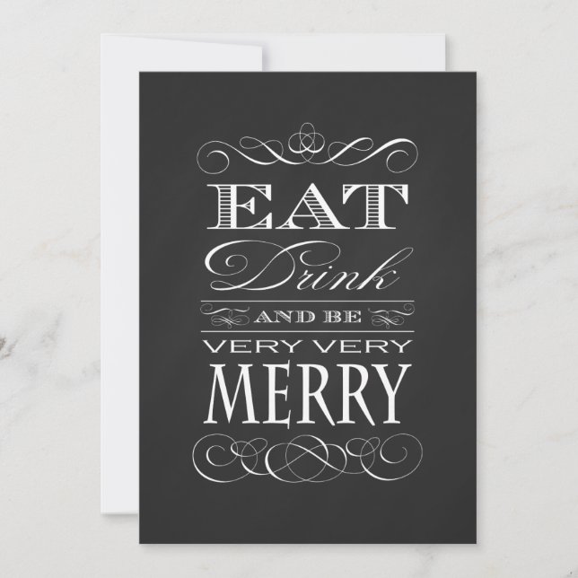 45th Birthday Dinner Party Eat Drink and be Merry Invitation (Front)