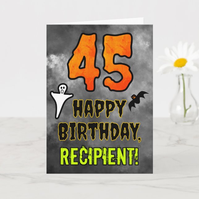 45th Birthday: Eerie Halloween Theme + Custom Name Card (Small Plant)