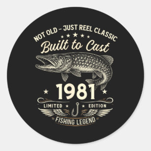 45th Birthday Fishing Gift Men Original 1981 Lied Classic Round Sticker