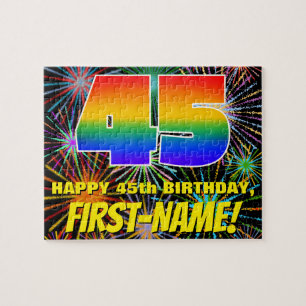 45th Birthday: Fun, Colourful Celebratory Firework Jigsaw Puzzle