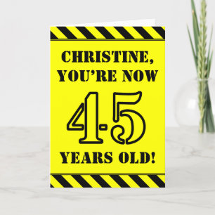 45th Birthday: Fun Stencil Style Text, Custom Name Card