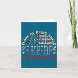 45th Birthday Gift Vintage Born Design Card