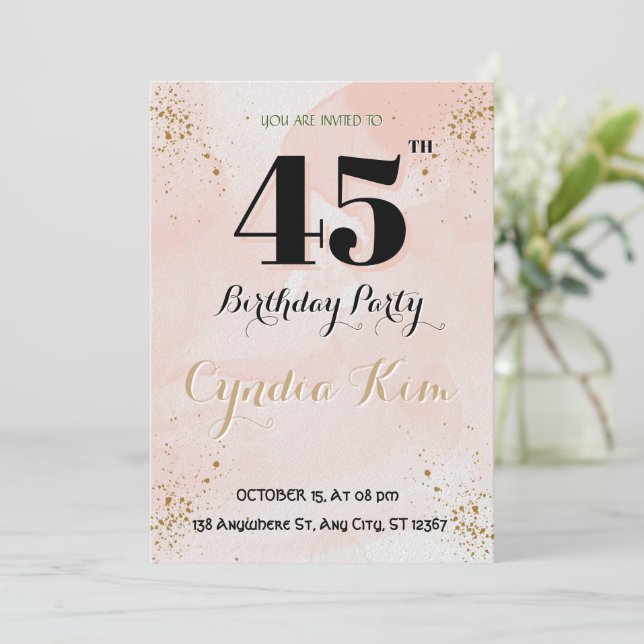 45th Birthday Invitation (Standing Front)