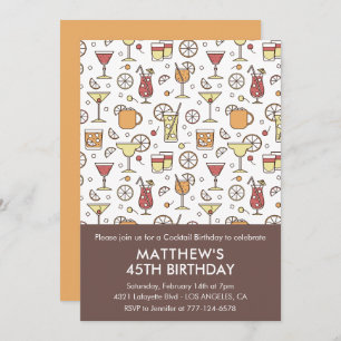 45th birthday invitation Cocktail Stylish Pattern 