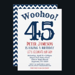 45th Birthday Invitation Mens Navy Blue<br><div class="desc">A funny and striking 45th birthday invitation for a husband,  friend,  father or grandad.</div>