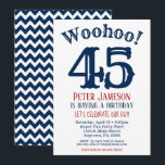 45th Birthday Invitation Mens Navy Blue<br><div class="desc">A funny and striking 45th birthday invitation for a husband,  friend,  father or grandad.</div>