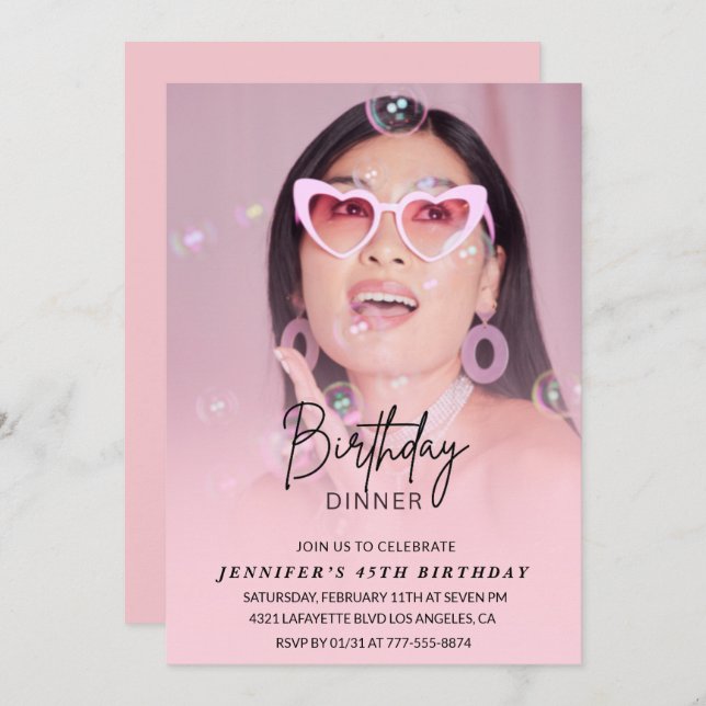 45th birthday invitations Birthday Dinner Photo (Front/Back)