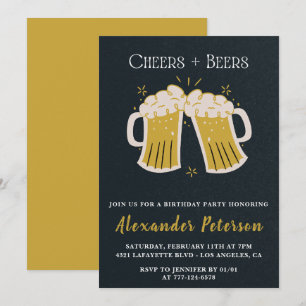 45th birthday invitations Cheers Beers Rustic Men