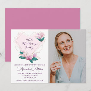 45th birthday invitations Elegant Boho Photo