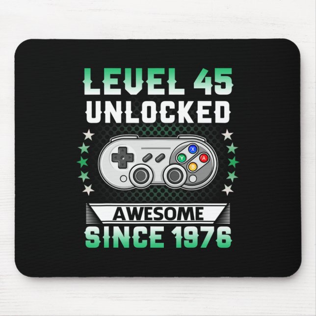 45th Birthday Level 45 Unlocked Awesome Video Game Mouse Mat (Front)